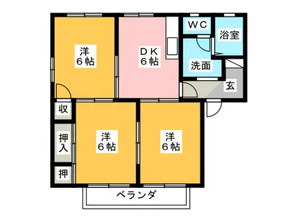 アレーゼ I(3K/2階)の間取り写真