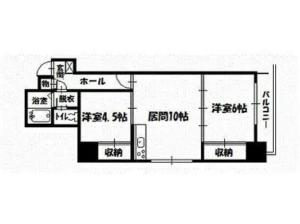 SECONDラシアール(2LDK/1階)の間取り写真