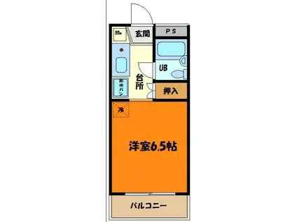 トラストビラ住吉(ワンルーム/2階)の間取り写真