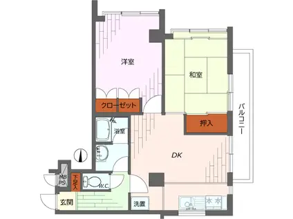 リリーオブザバレー(2DK/2階)の間取り写真