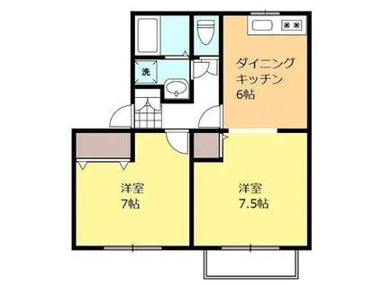 サニーヒルズB(2DK/2階)の間取り写真