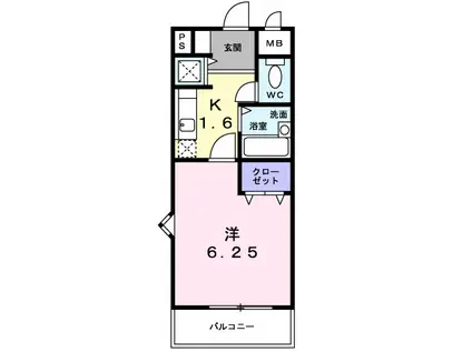 メゾン・ド・ラフィーネ(1K/2階)の間取り写真