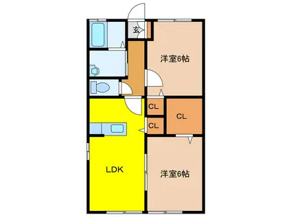 ミルフルール(2LDK/2階)の間取り写真
