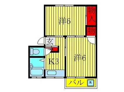 若松コーポ2号館(2K/2階)の間取り写真