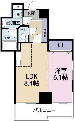 セルリアン・リヴ(1LDK/6階)の間取り写真