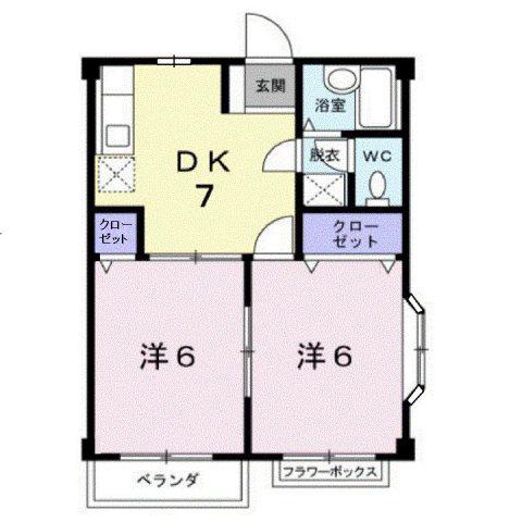 ドリームハイツ(2DK/2階)の間取り写真