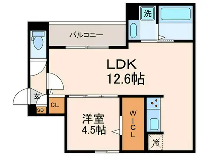 GRAMM丹波口(1LDK/3階)の間取り写真