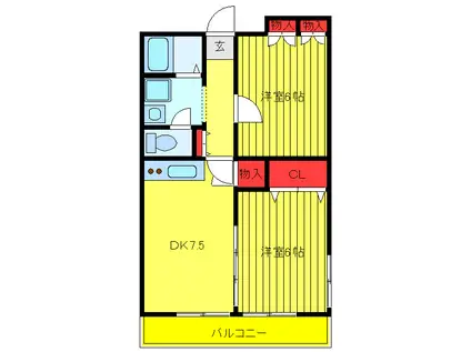 エルグランド(2DK/2階)の間取り写真