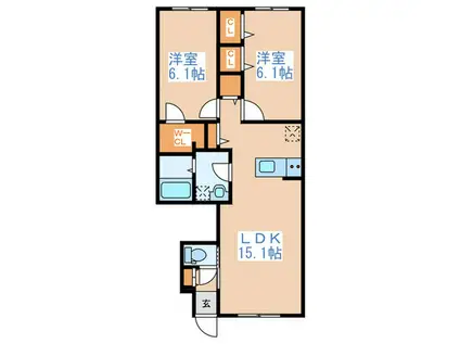 アヴニール(2LDK/1階)の間取り写真