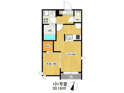 グランティックエル春日原(1LDK/1階)の間取り写真