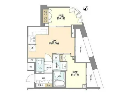 PARK COURT恵比寿 パークコート恵比寿(2LDK/4階)の間取り写真