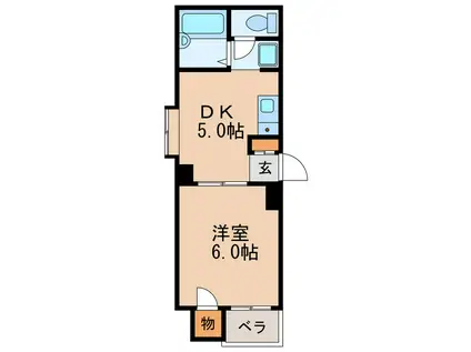 モワ清水(1DK/3階)の間取り写真