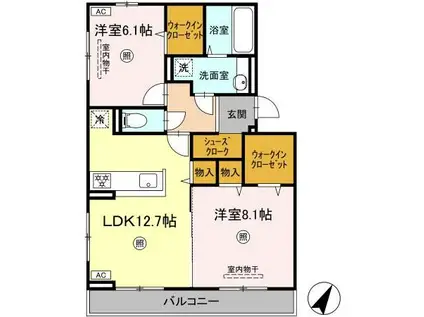 D-ROOM中井(2LDK/2階)の間取り写真