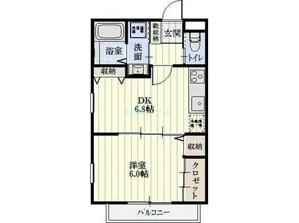 KOKO33(1DK/2階)の間取り写真