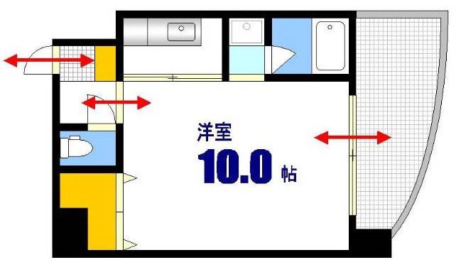 コーナービル(ワンルーム/9階)の間取り写真