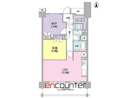 アンビエンテ経堂(1SLDK/3階)の間取り写真