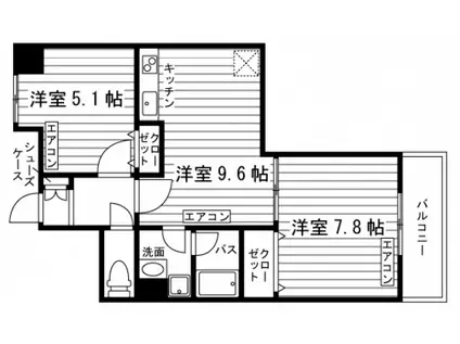 フィオリーレ三鷹井口(2LDK/1階)の間取り写真