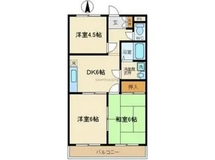 ピースオブマインド(3DK/4階)の間取り写真