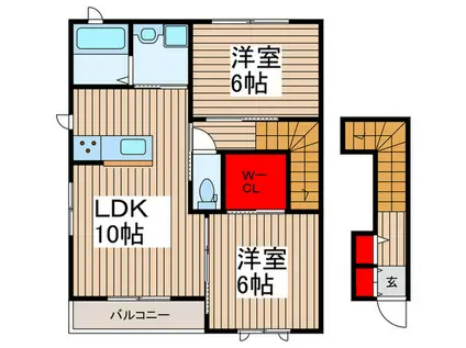 クオーレ岸(2LDK/2階)の間取り写真