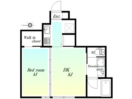 プレミアヒルズ(1DK/1階)の間取り写真