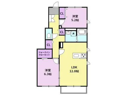 LIBERTAS(2LDK/1階)の間取り写真