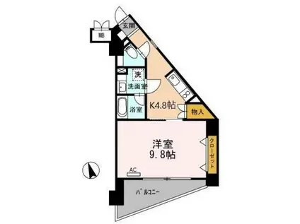 T2 FLAT(1K/1階)の間取り写真