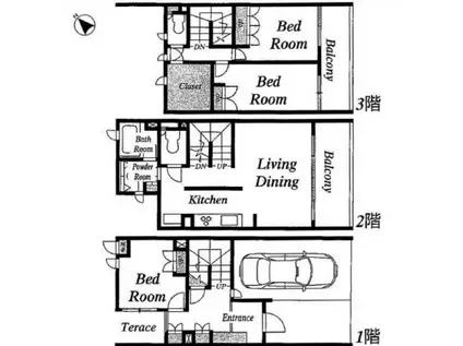 プレミアガーデン本郷 N棟(3SLDK/1階)の間取り写真