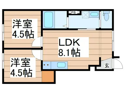 グリーンパーク南光台東(2LDK/1階)の間取り写真