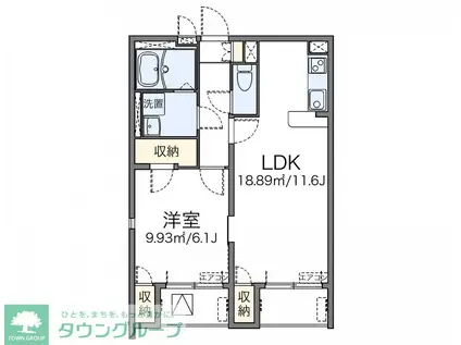 レオネクストクリサンス(1LDK/3階)の間取り写真
