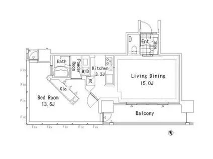 芝浦アイランド ブルームタワー(1LDK/38階)の間取り写真