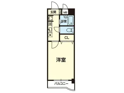 ホワイトヒル(1K/2階)の間取り写真