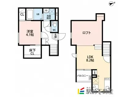 CB西久留米ラヴィドゥース(1K/1階)の間取り写真