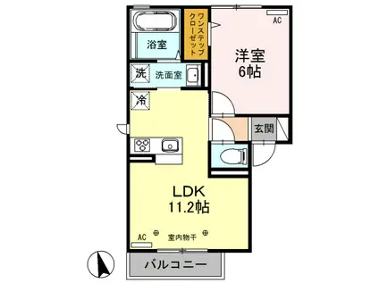 カルトセゾン(1LDK/2階)の間取り写真