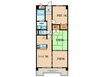 エポック篭山(3DK/3階)の間取り写真
