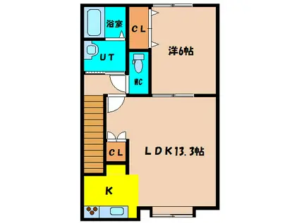 アスティー鳴川(1LDK/1階)の間取り写真