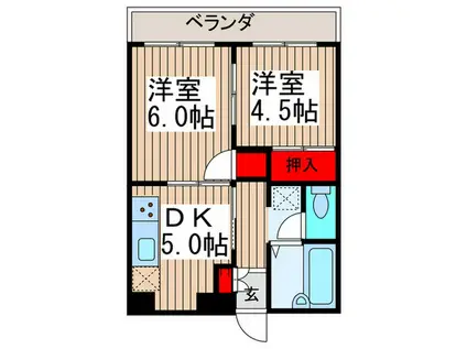 サンレガーロ高野台(2DK/1階)の間取り写真