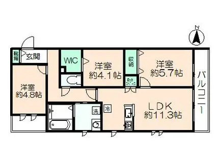 ハーモニー大坂上II(3LDK/2階)の間取り写真