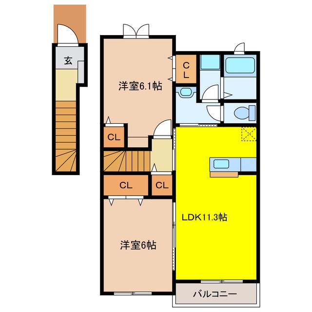 メゾン アンジュ(2LDK/2階)の間取り写真