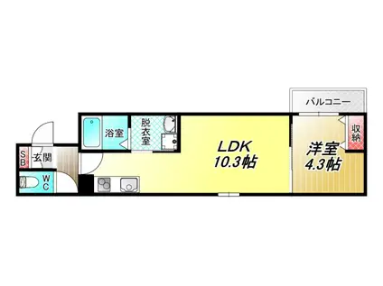 D PORTA AVENUE(1LDK/1階)の間取り写真