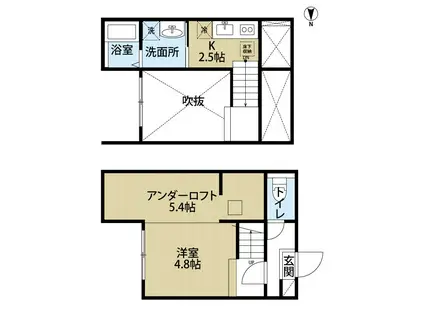 ミューズ(1K/2階)の間取り写真