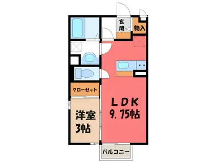 アイリス(1LDK/2階)の間取り写真