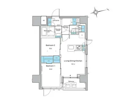 ルフォンプログレ品川戸越(2LDK/8階)の間取り写真