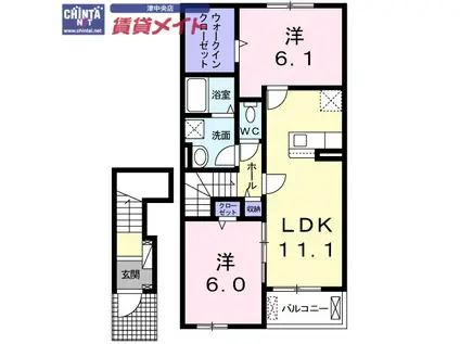 グレイス シラツカ C(2LDK/2階)の間取り写真