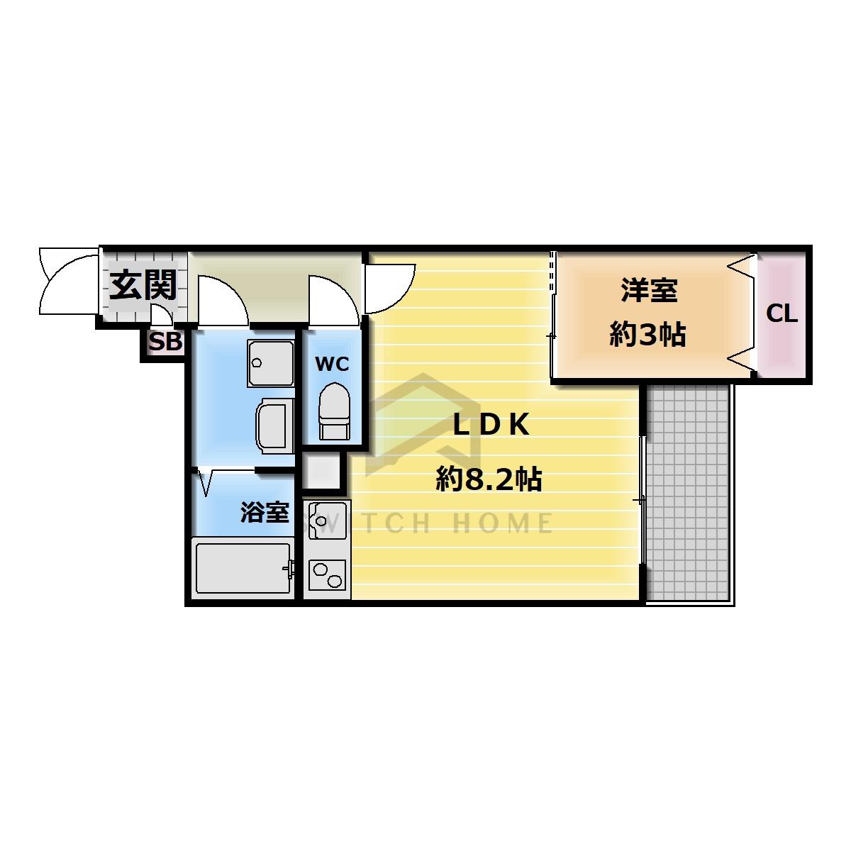 ラージヒル長瀬イースト(1LDK/2階)の間取り写真
