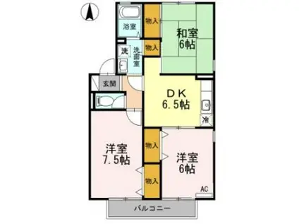 セジュール岡本A棟(3DK/2階)の間取り写真