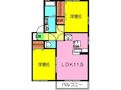 グレイスシャンブルIII(2LDK/2階)の間取り写真