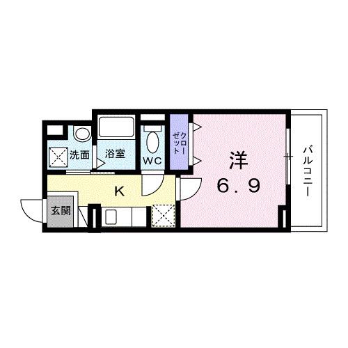 ヒカルサ京都大宮中林II(1K/3階)の間取り写真