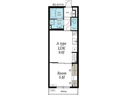 リブリ・GRAZIOSO狭山(1LDK/1階)の間取り写真