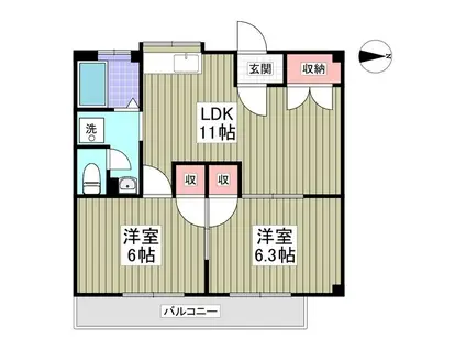 筑波レジデンス(2LDK/1階)の間取り写真