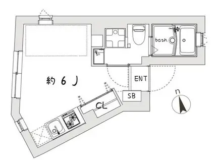 ロータス千歳船橋(ワンルーム/2階)の間取り写真